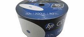 Spool of 50 HP CD-R80 Full face Inkjet Printable 700MB 52X (50 pieces of 80 mins recordable cd bulk packed spool)