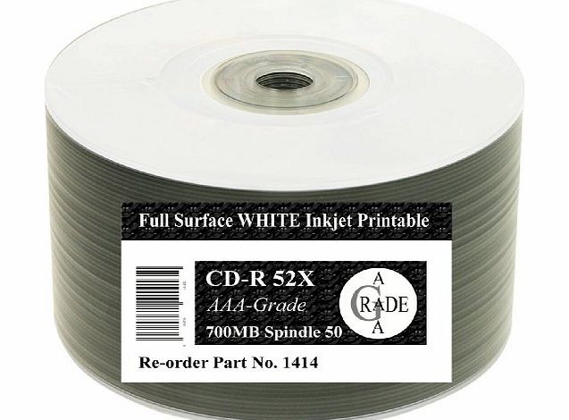***WEEKEND SPECIAL ** Pack of 50 Ritek Pidata CD-R80 700MB 52X Inkjet Printable Full Face White Top cdr hub printable spindle 50 -Premium Quality Ritek CDR with full metallization; WITHOUT The Price P