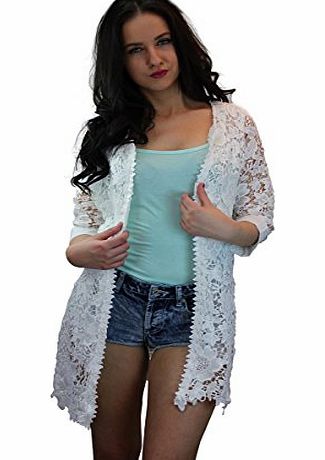 CELEB LOOK  Chiffon Lined Floral Crochet Cardigan
