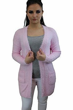 CELEB LOOK  Knitted Open Fluffy Black Cardigan