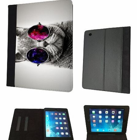 Cellbell LTD Funky Cool Cat Sunglasses Cute Design Fashion Trend Leather Flip Case For All Apple iPad Mini 1 