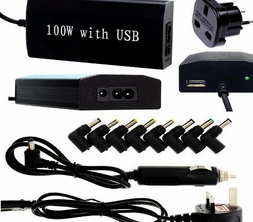  Introduces Brand New Universal Laptop NetBook NoteBook AC Adaptor Power Supply Battery Unit 3 Pin Mains Replacement Car Charger With USB Port included UK to Europe EU European Plug Adapter iN 