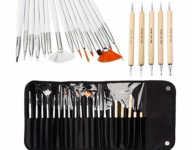 CellDeal 20pcs Nail Art Designing Painting Dotting Detailing Pen Brushes Bundle Tool Kit