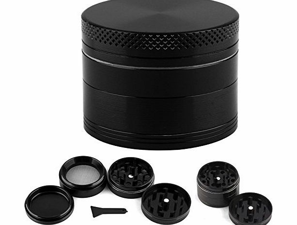 CellDeal Herb Grinder Mill Metal Aluminium Teeth Compact 40mm 4 Part Black