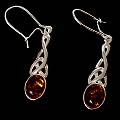 Celtic Design Sterling Silver Amber Earrings