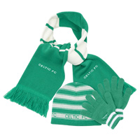 Celtic Hat Scarf and Glove Set - Green/ Snow