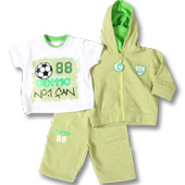 Hoodie- Jogging Pants and T-Shirt - Infant Boys - Green.