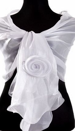 Central Chic Light Silver Silky Wrap Stole Shawl With Flower Detail - Weddings Bridal Bridesmaids amp; Evening Wear