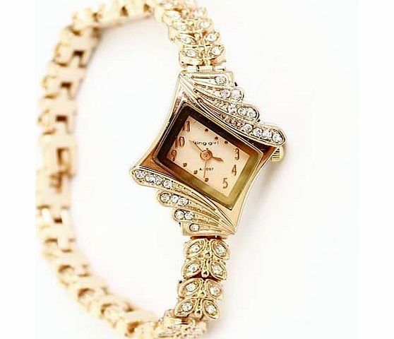 Central World Watch Central World King Girl Shining Rose Golden Diamond Rhombus Dial Ladies Dress Bracelet Watch