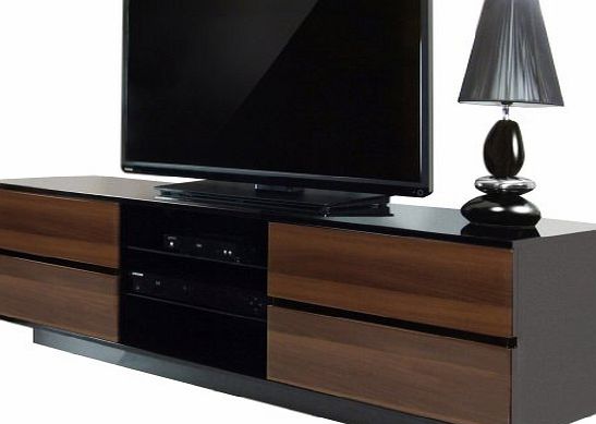 Centurion Avitus Walnut Black, Gloss Black with 4-Walnut Drawers amp; 3-Shelf 32``-65`` LED/ LCD / Plasma Cabinet TV Stand