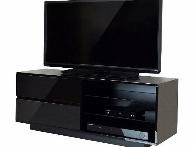 Centurion Gallus Gloss Black with 2-Black Drawers amp; 3-Shelf 26``-55`` LED/ LCD / Plasma Cabinet TV Stand