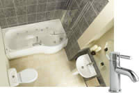 1700mm 8 Jet Whirlpool Shower Bath with Milan Bathroom Suite with Right Hand Bath