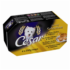 Cesar Adult Foil Tray Dog Food Mixed Variety 150gm 4 Pack