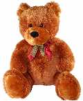 28 inch Sitting Bow Tie Bear - Brown