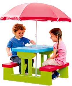 Chad Valley Resin Bench and Parasol Set