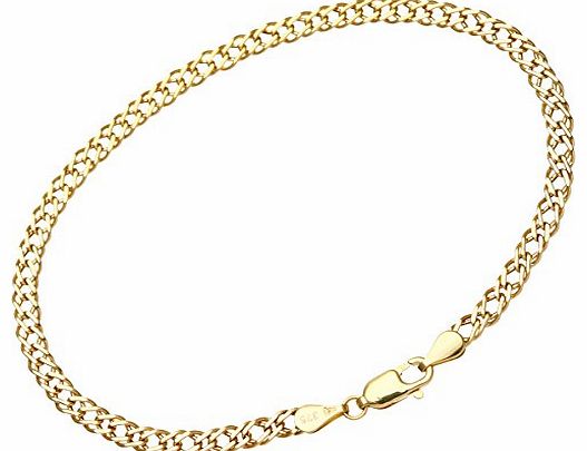 ChainCo  9ct Yellow Gold 1.3g Flat Double Curb Bracelet of 19cm/7.5 Inch Length and 3.5mm Width