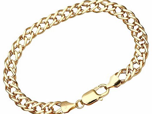  9ct Yellow Gold 5.6g Chunky Double Curb Bracelet of 21.6cm/8.5 Inch Length and 7mm Width
