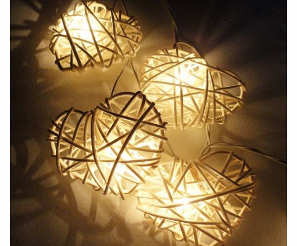White Heart Rattan String Party,Patio,Fairy,Decor,Living Room,Bedroom,Christmas,Wedding Lights by CHAINUPON