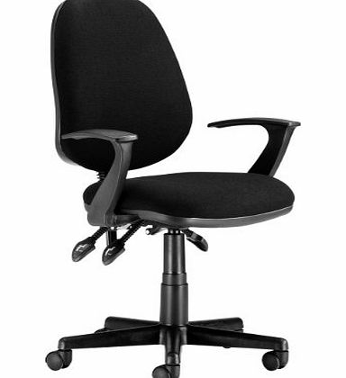 Chairs For Offices 130019BKFA High Back Ergonomic Computer Chair Fixed Arms Black Fabric Free 3 day Delivery