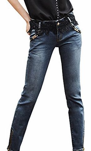 Chalmart-SY SY Womens Trendy Stretchy Slim Fit Skinny Pencil Pant Jeans M Blue