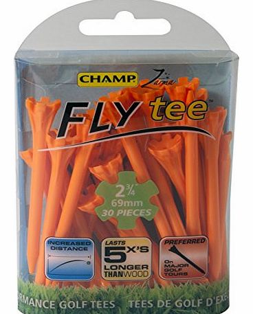 Champ Zarma Golf Fly Tee 30 Pack - Orange, 69mm