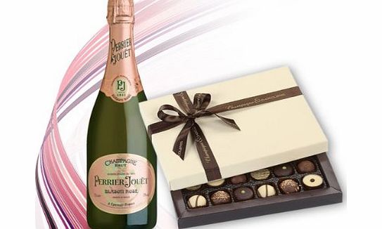 Champagne and Chocolates Perrier Jouet Rose Champagne 75cl amp; 24 English Assorted Truffles amp; Chocolates.