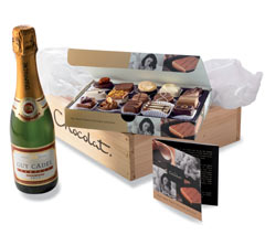 Champagne and Hand-Piped Chocolates