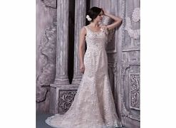 Champagne Bateau Elegant Evening Dresses (Lace