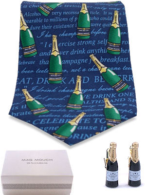 Champagne Tie / Cufflink Gift Set