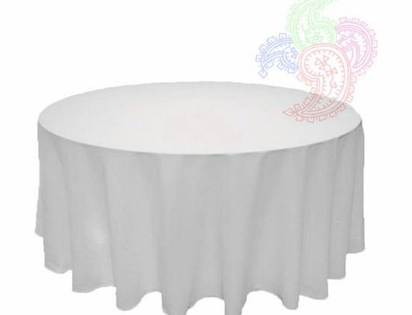White Round Tablecloth Linen Banquet Poly Seamless Table Cloth ALL SIZES AVAILABLE (120 INCH)