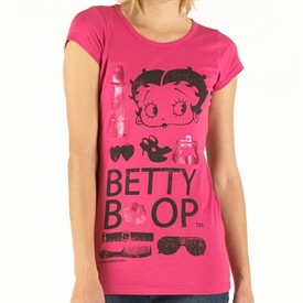 Character Womens Betty Boop T-Shirt Cerise