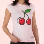 Character Womens Smiley Cherry Up T-Shirt Pale Pink