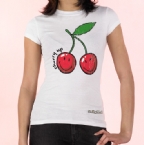 Womens Smiley Cherry Up T-Shirt White