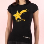 Character Womens Smiley Star Print T-Shirt Black