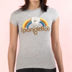 Womens SpongeBob Rainbow T-Shirt Grey Melange