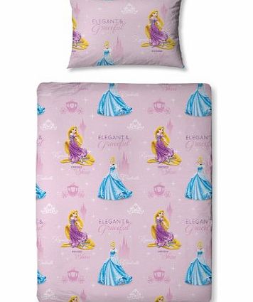 Character World 125 x 150 cm Disney Princess Sparkle Junior Rotary Bedding Bundle, Multi-Colour