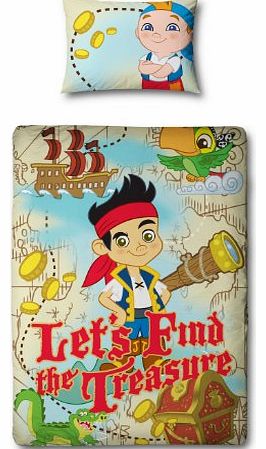 Character World 135 x 150 cm Disney Jake and TNP Treasure Single Panel Duvet Set, Multi-Colour