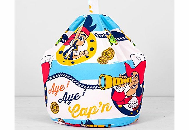 Character World Disney Jake And The Neverland Pirates Blue White Kids Beanbag Bean Bag Filled