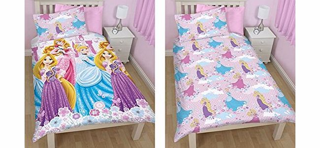 Character World Disney Princess Reversible Flowers Duvet Single Bed Set Duvet cover and Pillow Case
