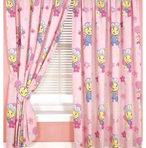 Character World Fifi and the Flowertots Jump Flowers Pink Curtains 66 x 54`` including Tie Backs