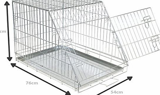 Charles Bentley Pets Dog Cage Metal Slanted Front For Car Medium H62Xw76Xd54 Cm Tray Weatherproof Non-Chew Folding Portable Cat Animal Training