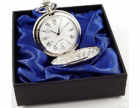 Charles Hendon Personalised Engraved Silver Pocket Watch in Satin lined gift box