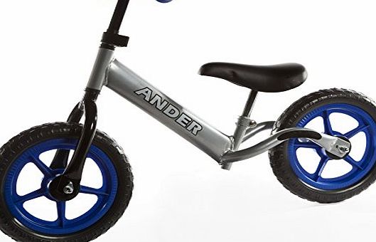 Charles Jacobs Balance Learning Bike Childrens Boys Girls Running Kids Training Toy in Silver (frame) Blue (grips)