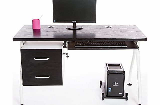 Computer Desk in Black Finish with Keyboard Shelf and Two Drawers, Home Furniture / Office Workstation by Charles Jacobs #F13#
