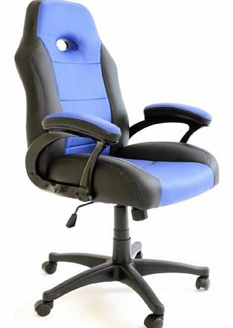Luxury Office High Back Support Gaming Chair in Black & Blue + Tilt Lock Mechanism