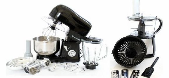 Package Deal Kitchen Powerful 3 in 1 Food Stand Mixer incl. Blender,Meat Grinder 5L in Black, Most Powerful 1200W + 2.5 Litre Powerful Food Processor with 10 Speeds Plus Pulse in Black From Charles Ja