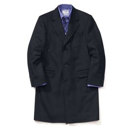 Navy Wool Cashmere Overcoat