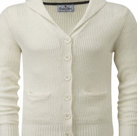 Charles Wilson Cotton Shawl Collar Cardigan (Large, Cream)