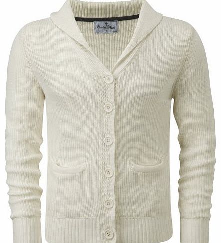 Cotton Shawl Collar Cardigan (Medium, Cream)