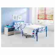Single Bed, Blue & Standard Mattress